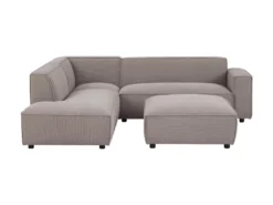 Canapé D'angle Gauche Et Pouf En Velours Côtelé Taupe BORORE -Canapé Soldes Boutique canape 19738727