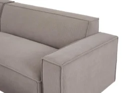Canapé D'angle Gauche Et Pouf En Velours Côtelé Taupe BORORE -Canapé Soldes Boutique canape 19738843