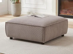 Canapé D'angle Gauche Et Pouf En Velours Côtelé Taupe BORORE -Canapé Soldes Boutique canape 19738915