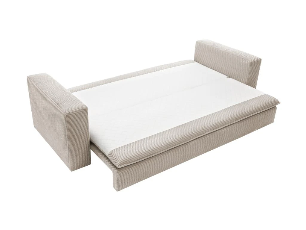 Canapé 3 Places Convertible En Velours Côtelé Crème TILIA 4 Canapé 3 Places Convertible En Velours Côtelé Crème TILIA – Image 4