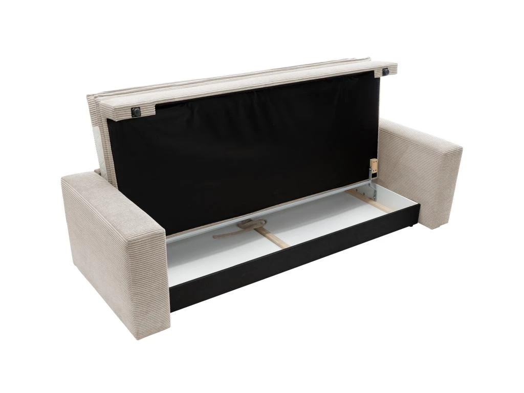 Canapé 3 Places Convertible En Velours Côtelé Crème TILIA 5 Canapé 3 Places Convertible En Velours Côtelé Crème TILIA – Image 5