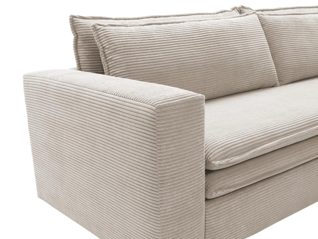 Canapé 3 Places Convertible En Velours Côtelé Crème TILIA 6 Canapé 3 Places Convertible En Velours Côtelé Crème TILIA – Image 6