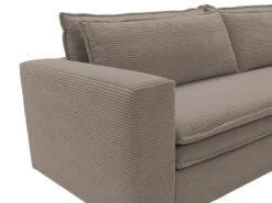 Canapé 3 Places Convertible En Velours Côtelé Taupe TILIA -Canapé Soldes Boutique canape 19766941