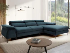 Canapé D'angle Droit Convertible En Velours Bleu Nuit SEPINA De Pascal Morabito -Canapé Soldes Boutique canape 19768861