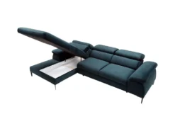 Canapé D'angle Gauche Convertible En Velours Bleu Nuit SEPINA De Pascal Morabito -Canapé Soldes Boutique canape 19769281