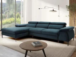 Canapé D'angle Gauche Convertible En Velours Bleu Nuit SEPINA De Pascal Morabito -Canapé Soldes Boutique canape 19769517