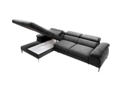 Canapé D'angle Gauche Convertible En Velours Anthracite SEPINA De Pascal Morabito -Canapé Soldes Boutique canape 19769583