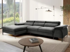 Canapé D'angle Gauche Convertible En Velours Anthracite SEPINA De Pascal Morabito -Canapé Soldes Boutique canape 19769631