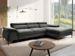 Canapé D'angle Droit Convertible En Velours Anthracite SEPINA De Pascal Morabito -Canapé Soldes Boutique canape 19769853