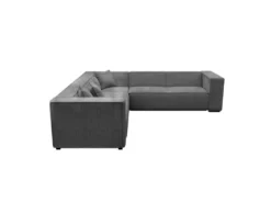 Canapé Grand Angle Tissu Velours Côtelé Gris Anthracite