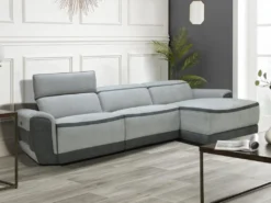Canapé D'angle Droit Relax électrique En Tissu Gris Clair ORIETTO -Canapé Soldes Boutique canape 19816517