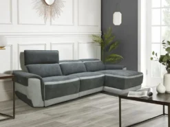 Canapé D'angle Droit Relax électrique En Tissu Gris Foncé ORIETTO
