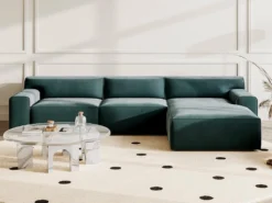 Canapé D'angle Droit En Velours Bleu OTRANO -Canapé Soldes Boutique canape 19874149