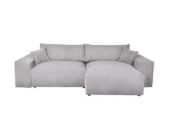 Canapé D'angle Réversible En Velours Côtelé Gris Clair LUMIO -Canapé Soldes Boutique canape 19874395