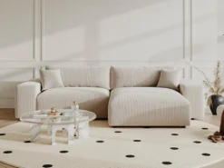 Canapé D'angle Réversible En Velours Côtelé Crème LUMIO -Canapé Soldes Boutique canape 19875077