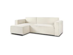 Canapé D'angle Convertible Réversible Lorenzo En Velours Côtelé Beige -Canapé Soldes Boutique canape 19910009