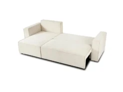 Canapé D'angle Convertible Réversible Lorenzo En Velours Côtelé Beige -Canapé Soldes Boutique canape 19910011