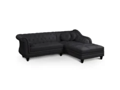 Canapé D'angle Brittish Noir Style Chesterfield