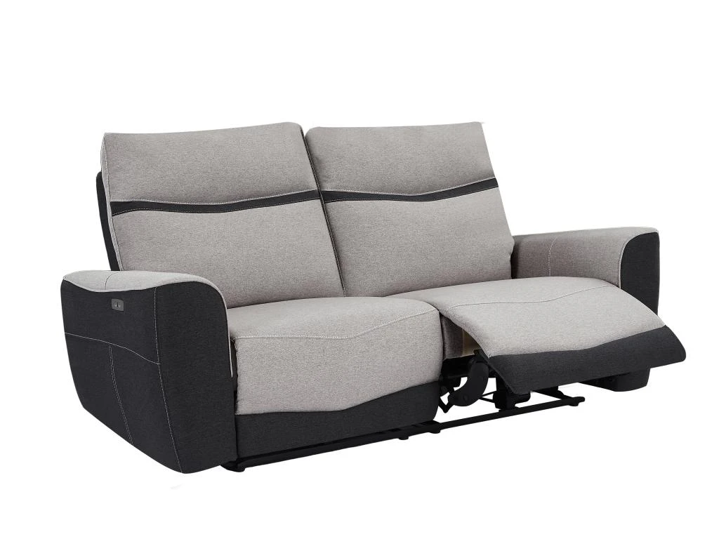 Canapé 3 Places Relax électrique En Tissu Gris Et Anthracite DAMON 4 Canapé 3 Places Relax électrique En Tissu Gris Et Anthracite DAMON – Image 4