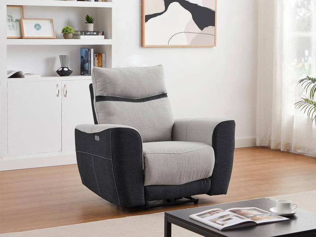 Fauteuil Relax électrique En Tissu Gris Et Anthracite DAMON 1 Fauteuil Relax électrique En Tissu Gris Et Anthracite DAMON