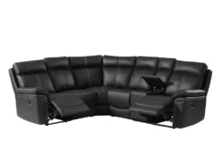 Grand Canapé D'angle Relax En Cuir Noir DEVERA -Canapé Soldes Boutique canape 19956327