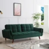 Canapé 3 Places Convertible Clic-clac En Velours Vert GULCAN