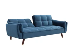 Canapé 3 Places Convertible Clic-clac En Velours Bleu GULCAN -Canapé Soldes Boutique canape 19964927