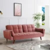 Canapé 3 Places Convertible Clic-clac En Velours Rose GULCAN