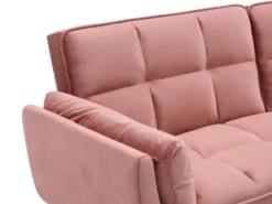 Canapé 3 Places Convertible Clic-clac En Velours Rose GULCAN -Canapé Soldes Boutique canape 19966173