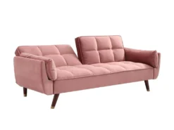 Canapé 3 Places Convertible Clic-clac En Velours Rose GULCAN -Canapé Soldes Boutique canape 19966259