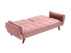 Canapé 3 Places Convertible Clic-clac En Velours Rose GULCAN -Canapé Soldes Boutique canape 19966277