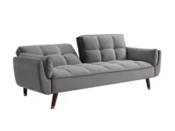 Canapé 3 Places Convertible Clic-clac En Velours Gris GULCAN -Canapé Soldes Boutique canape 19976359