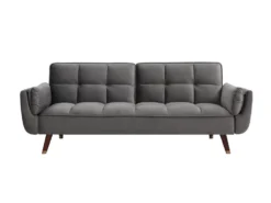 Canapé 3 Places Convertible Clic-clac En Velours Gris GULCAN -Canapé Soldes Boutique canape 19976361