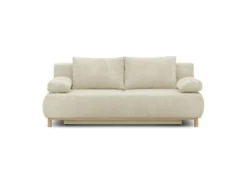 Banquette Convertible 3 Places MIKA - Velours Côtelé Beige - Coffre De Rangement - L 192 X H 84 X P 93 Cm