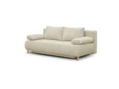 Banquette Convertible 3 Places MIKA - Velours Côtelé Beige - Coffre De Rangement - L 192 X H 84 X P 93 Cm -Canapé Soldes Boutique canape 19985547