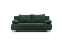 Banquette Convertible 3 Places MIKA - Velours Côtelé Vert Foret - Coffre De Rangement - L 192 X H 84 X P 93 Cm
