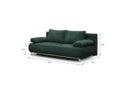 Banquette Convertible 3 Places MIKA - Velours Côtelé Vert Foret - Coffre De Rangement - L 192 X H 84 X P 93 Cm -Canapé Soldes Boutique canape 19985575