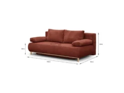 Banquette Convertible 3 Places MIKA - Velours Côtelé Terracotta - Coffre De Rangement - L 192 X H 84 X P 93 Cm -Canapé Soldes Boutique canape 19985601