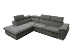 Canapé D'angle Convertible En Tissu Avec Coffre De Rangement FABIEN - Taupe - Angle Gauche