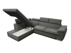 Canapé D'angle Convertible En Tissu Avec Coffre De Rangement FABIEN - Taupe - Angle Gauche -Canapé Soldes Boutique canape 199893