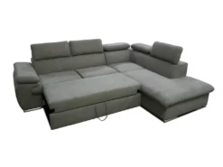 Canapé D'angle Convertible En Tissu Avec Coffre De Rangement FABIEN - Taupe - Angle Droit -Canapé Soldes Boutique canape 199901