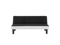 CELIA Banquette Clic-Clac 3 Places Contemporain Capitonné - Tissu Noir Et Blanc - L 168 X P 73 X H 71 Cm