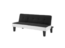 CELIA Banquette Clic-Clac 3 Places Contemporain Capitonné - Tissu Noir Et Blanc - L 168 X P 73 X H 71 Cm -Canapé Soldes Boutique canape 20000417