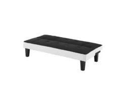 CELIA Banquette Clic-Clac 3 Places Contemporain Capitonné - Tissu Noir Et Blanc - L 168 X P 73 X H 71 Cm -Canapé Soldes Boutique canape 20000421