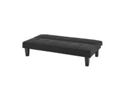 CELIA Banquette Clic-Clac 3 Places Contemporain Capitonné - Tissu Noir - L 168 X P 73 X H 71 Cm -Canapé Soldes Boutique canape 20000431