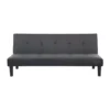 IVY Banquette Clic Clac 3 Places Capitonné - Tissu Gris Clair Et Simili Noir - L 180 X P 84 X H 74 Cm