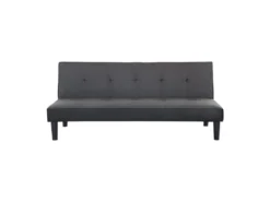 IVY Banquette Clic Clac 3 Places Capitonné - Tissu Gris Clair Et Simili Noir - L 180 X P 84 X H 74 Cm