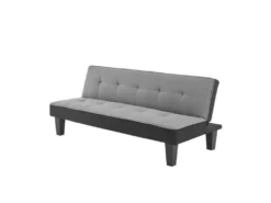 CELIA Banquette Clic-Clac 3 Places Contemporain Capitonné - Tissu Gris Et Noir - L 168 X P 73 X H 71 Cm -Canapé Soldes Boutique canape 20000467