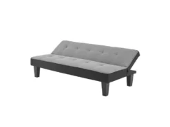 CELIA Banquette Clic-Clac 3 Places Contemporain Capitonné - Tissu Gris Et Noir - L 168 X P 73 X H 71 Cm -Canapé Soldes Boutique canape 20000469