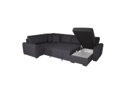 Canapé D'angle Panoramique Convertible Réversible - Tissu Gris - L 313 X P 213 X H 90 Cm - HAMILTON - Fabriqué En Ukraine -Canapé Soldes Boutique canape 20001857